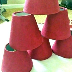 6 RED Mini Lamp Shades MINI LAMP SHADES CLIP ON CHANDELIER SHADES NWOT